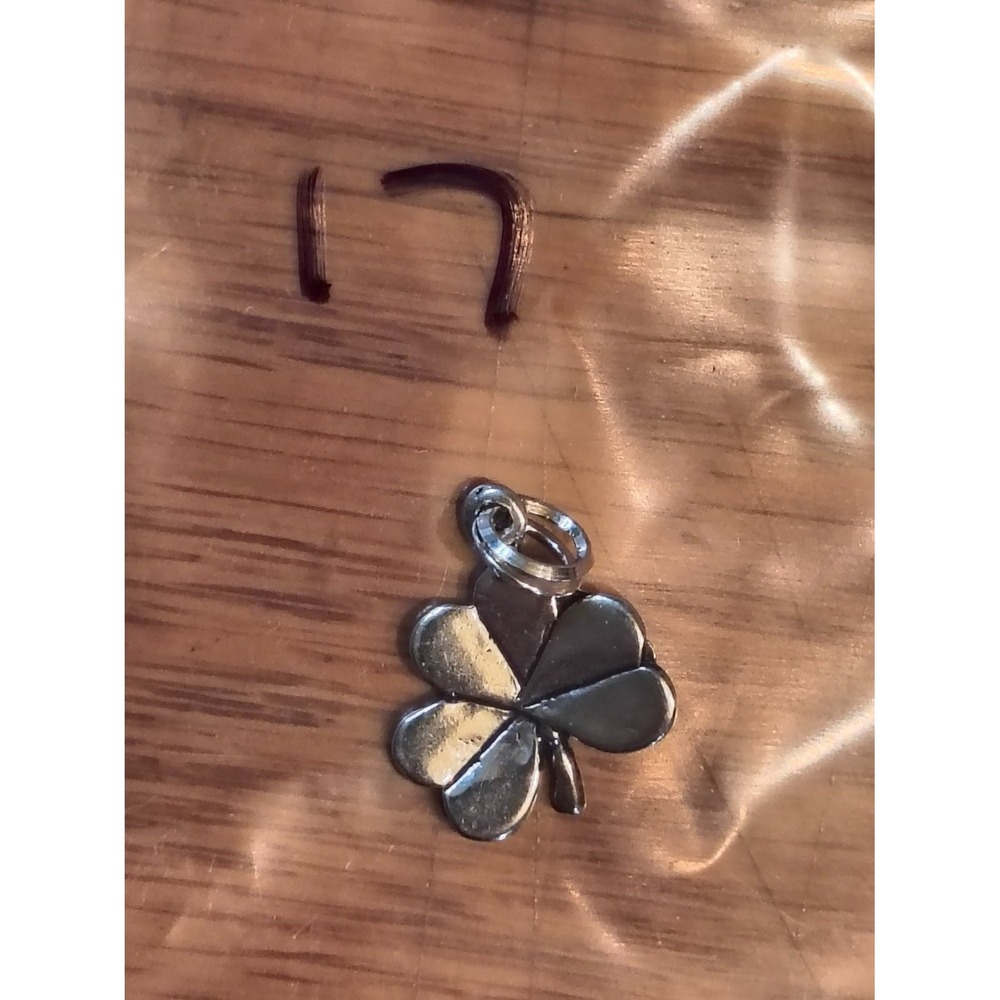 Vintage Sterling Silver Four Leaf Clover Charm Pendant 925 Shamrock Lucky